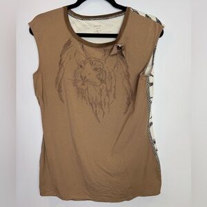 Marc Cain lion animal print tan tankTop